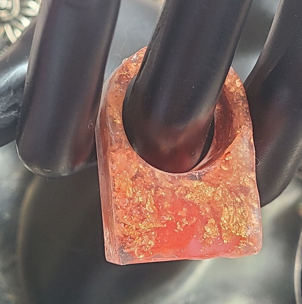 Unique Orange and Gold Resin Ring